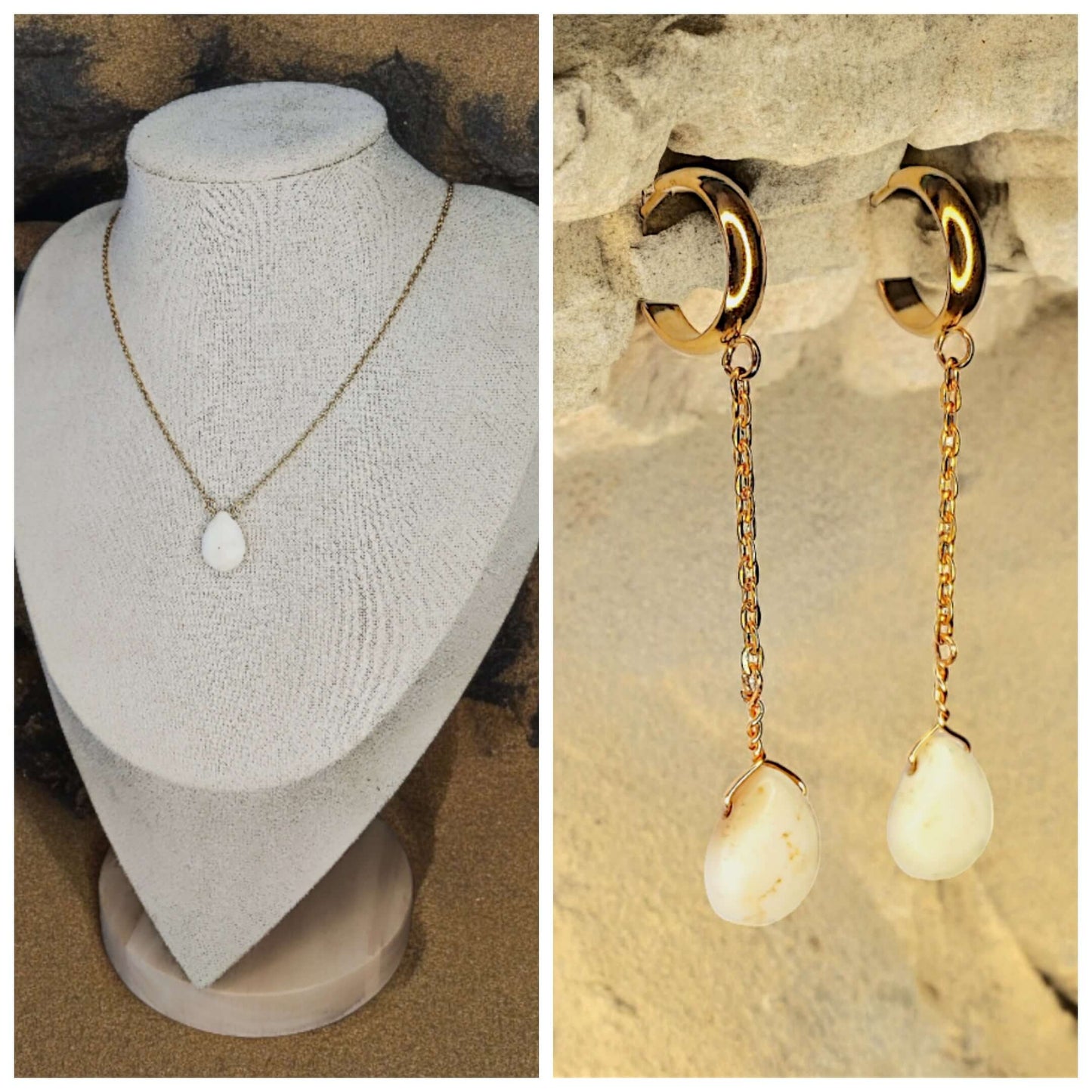 Etna - Parure/Bijoux séparés - Howlite - Création unique - L'Atelier de Tabatha