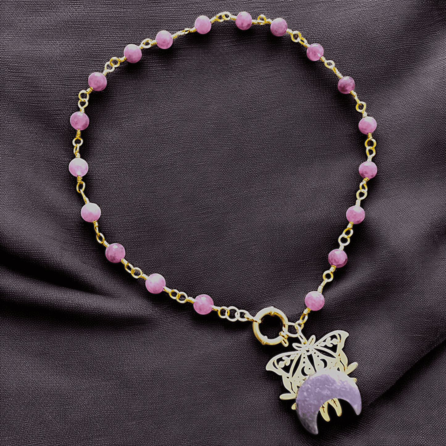 Thalna - Collier - Lépidolite - Création unique - L'Atelier de Tabatha