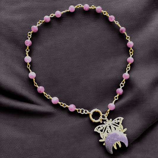 Thalna - Collier - Lépidolite - Création unique - L'Atelier de Tabatha
