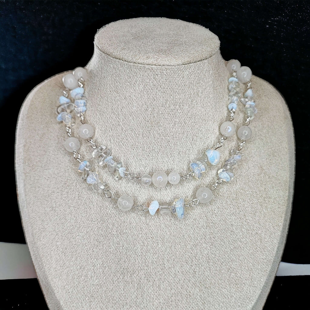 Aphrodite - Collier double en pierres et acier inoxydable (Plusieurs créations uniques) - L'Atelier de Tabatha