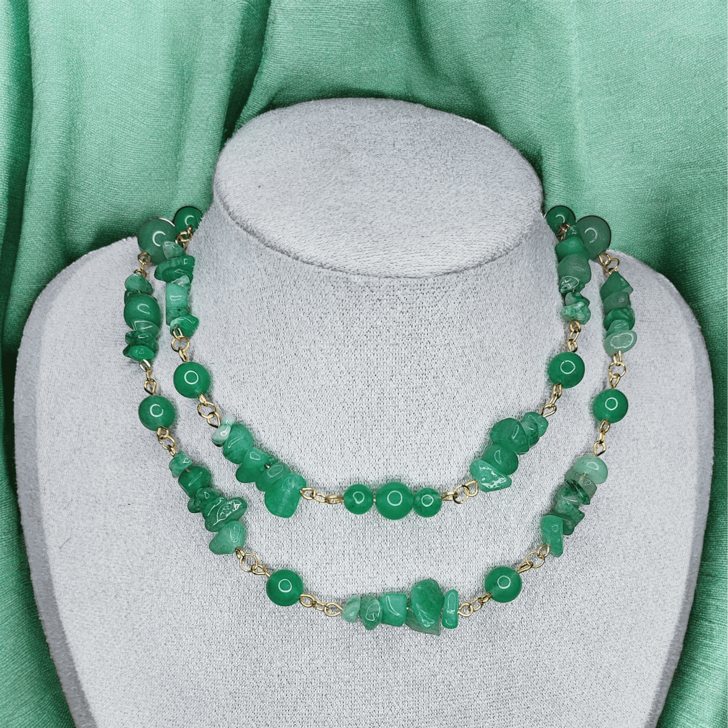 Aphrodite - Collier double en pierres et acier inoxydable (Plusieurs créations uniques) - L'Atelier de Tabatha