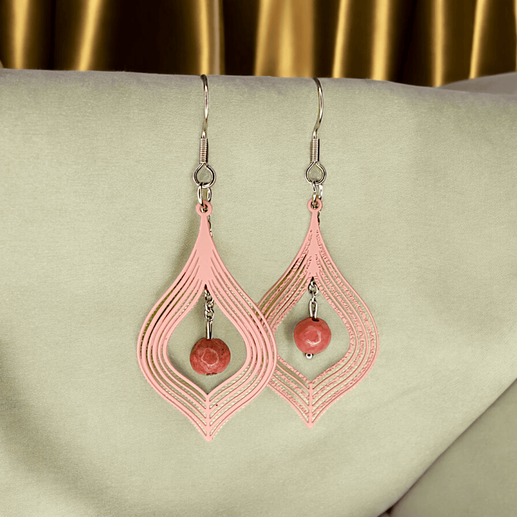 Casia - Boucles d'oreilles - Rhodonite/Tourmaline (Plusieurs modèles) - Créations uniques - L'Atelier de Tabatha