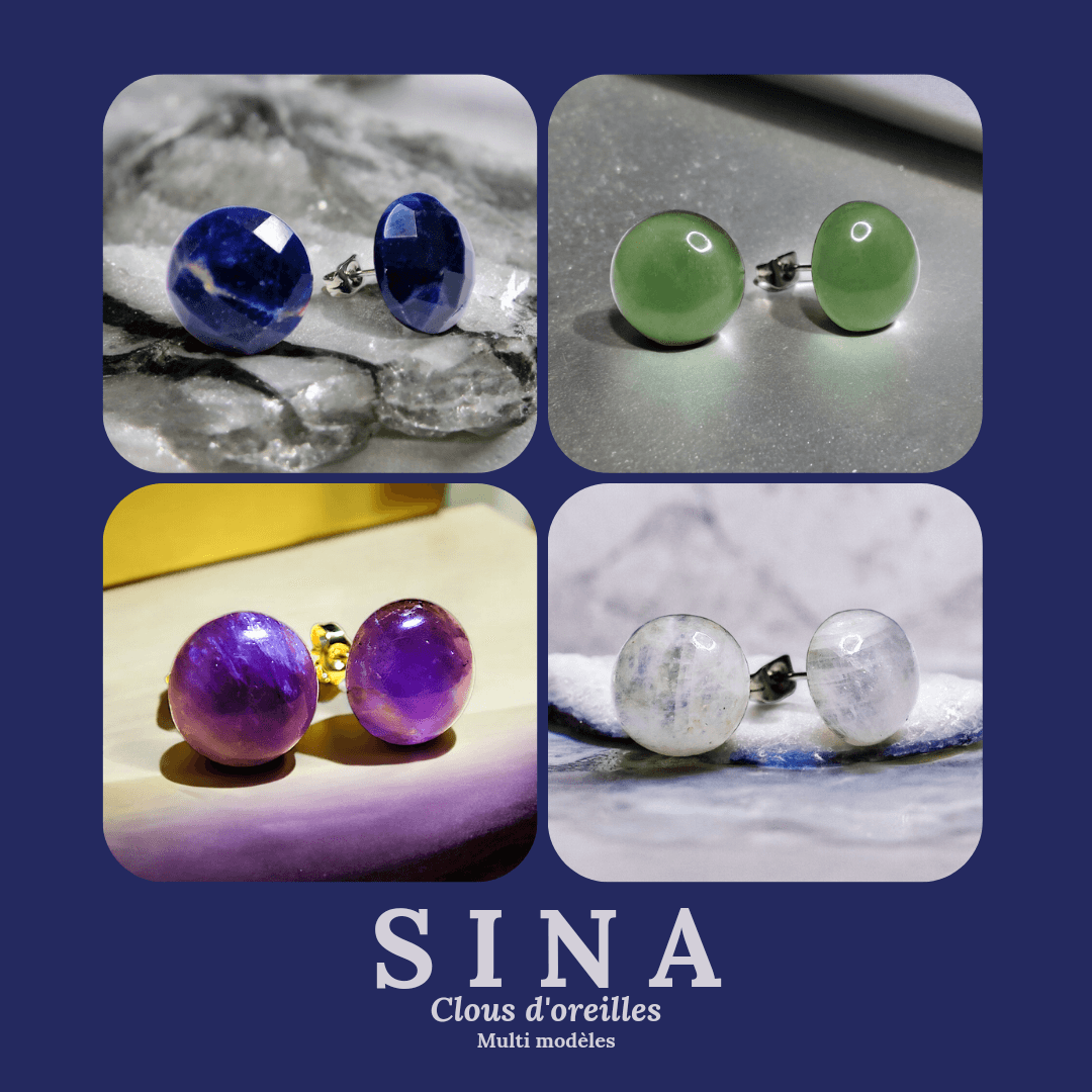 Sina - Clous d'oreilles en pierre (Plusieurs modèles) - L'Atelier de Tabatha