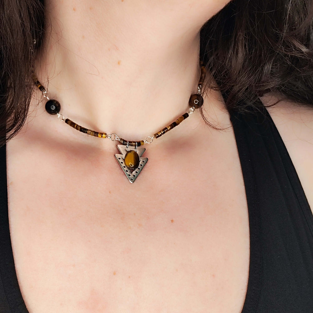 Durga - Collier - Oeil de tigre - Création unique - L'Atelier de Tabatha