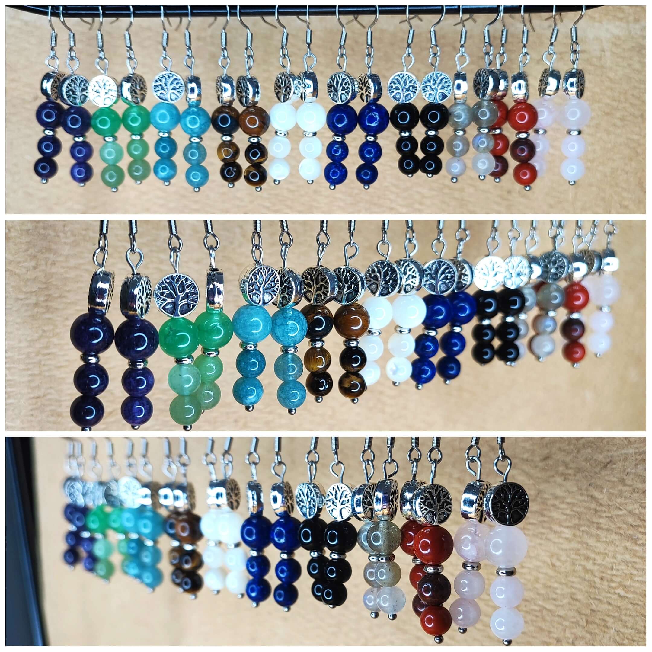 Eden - Boucles d'oreilles - Acier et pierre (Plusieurs créations uniques) - L'Atelier de Tabatha