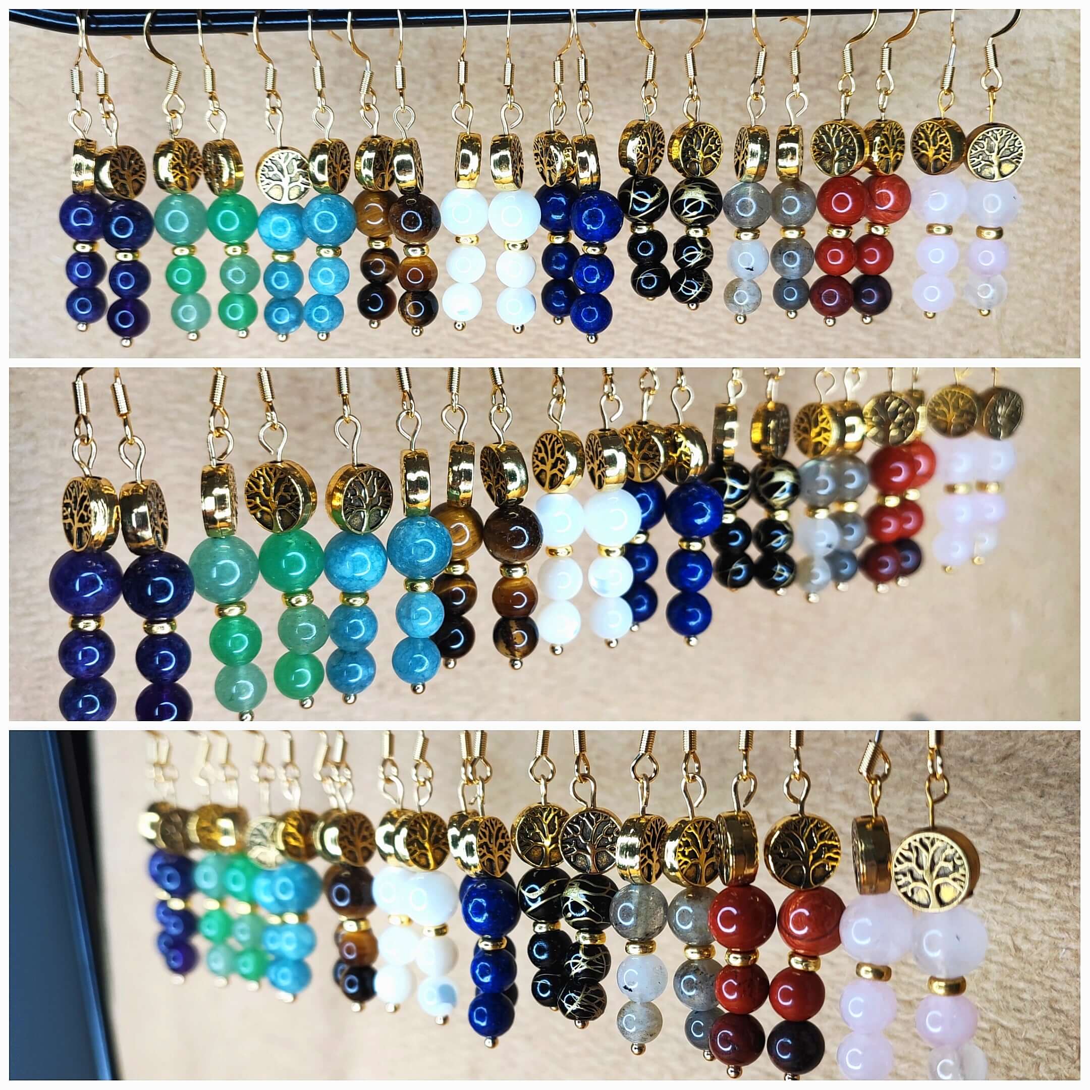 Eden - Boucles d'oreilles - Acier et pierre (Plusieurs créations uniques) - L'Atelier de Tabatha