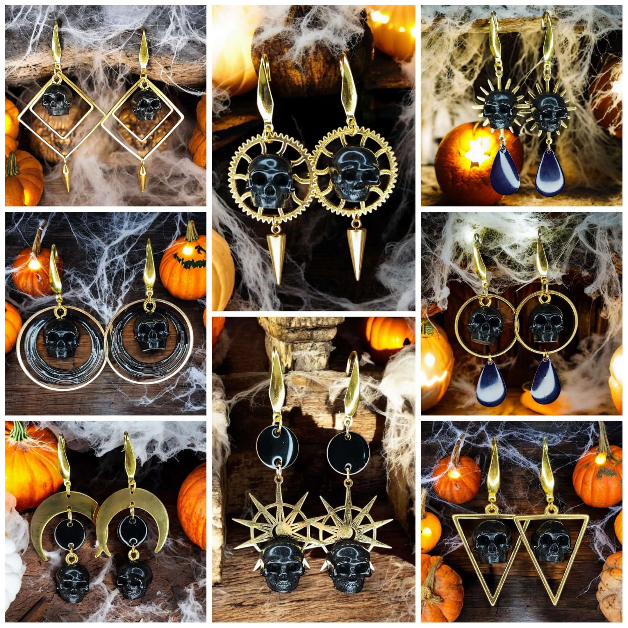 Memento - Boucles d'oreilles - Acier (doré) et crânes en résine (Plusieurs modèles) - L'Atelier de Tabatha