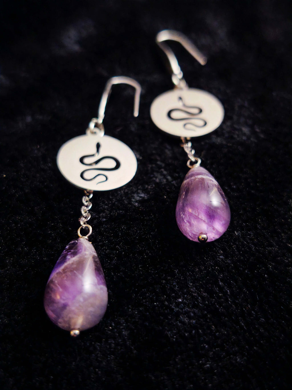 Orphea - Boucles serpent & améthyste (uniques) - L'Atelier de Tabatha