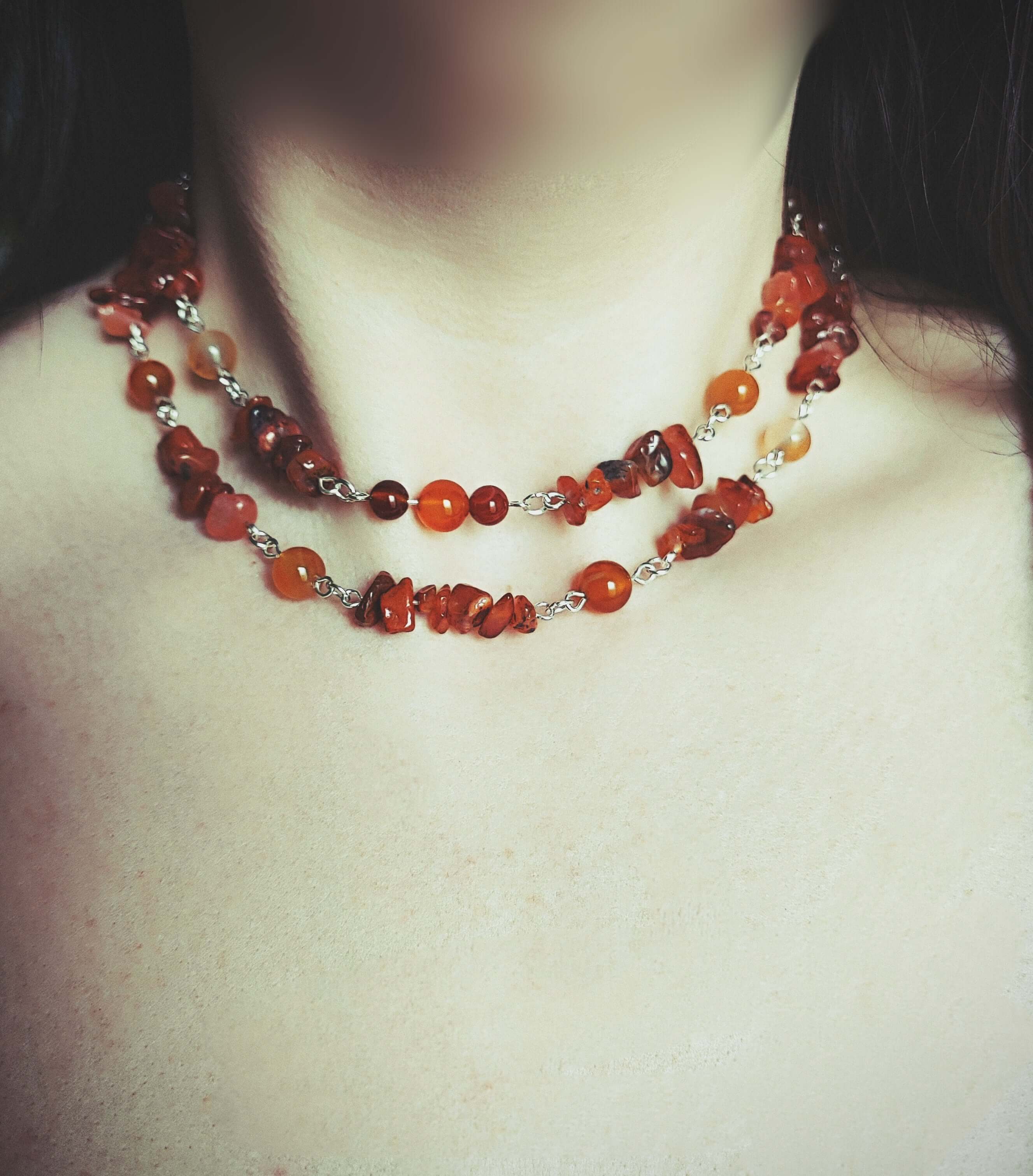 Aphrodite - Collier double en pierres et acier inoxydable (Plusieurs créations uniques) - L'Atelier de Tabatha