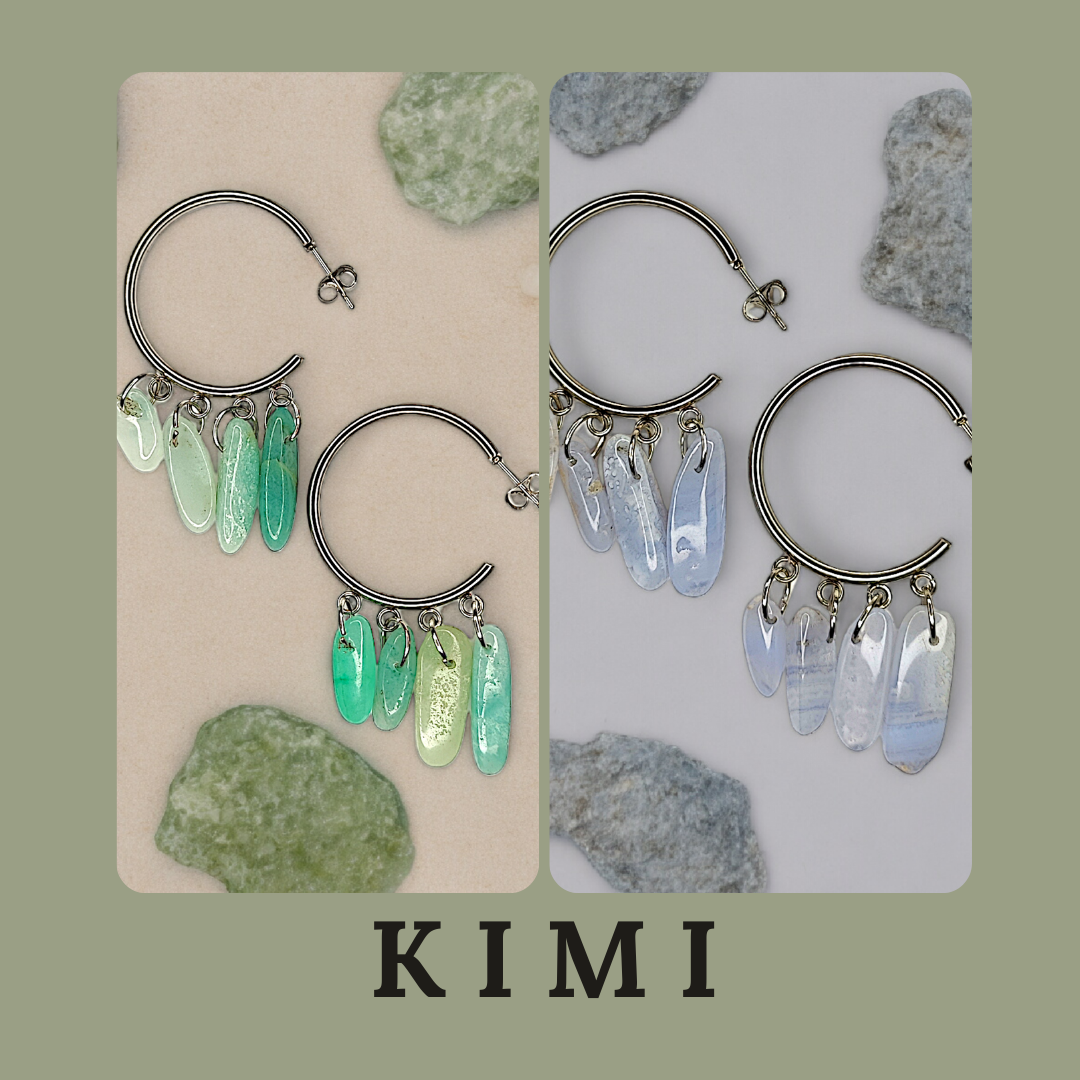 Kimi - Boucles d'oreilles - Amazonite/Agate blue lace - Créations uniques  Boucles d'oreilles