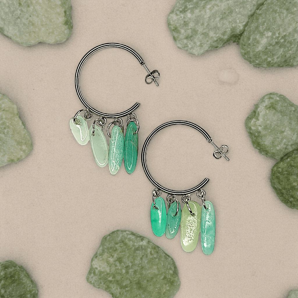 Kimi - Boucles d'oreilles - Amazonite/Agate blue lace - Créations uniques - L'Atelier de Tabatha