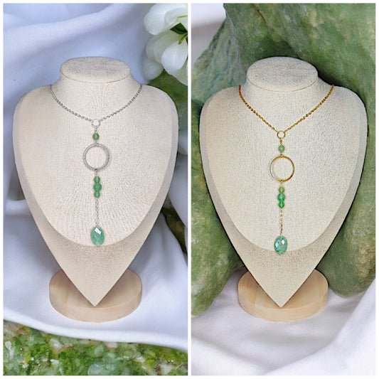 Maât - Collier - Aventurine verte - Doré ou argenté - Créations uniques  Collier