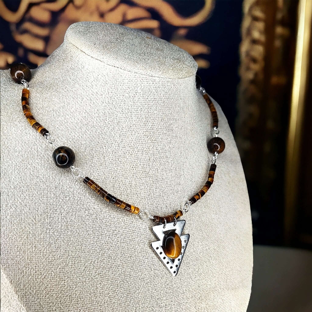 Durga - Collier - Oeil de tigre - Création unique - L'Atelier de Tabatha