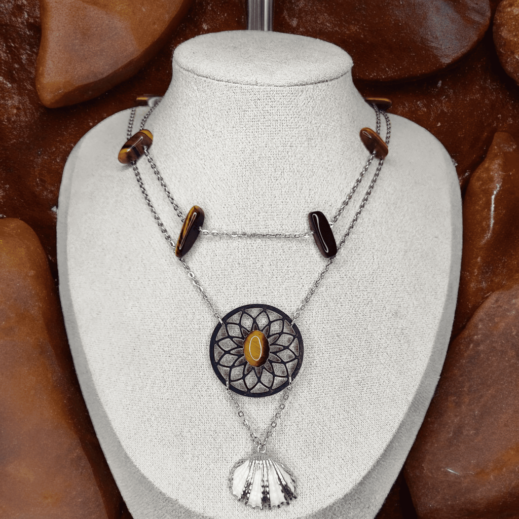 Napana - Collier - Oeil de tigre/Coquillage - 2 couleurs - L'Atelier de Tabatha