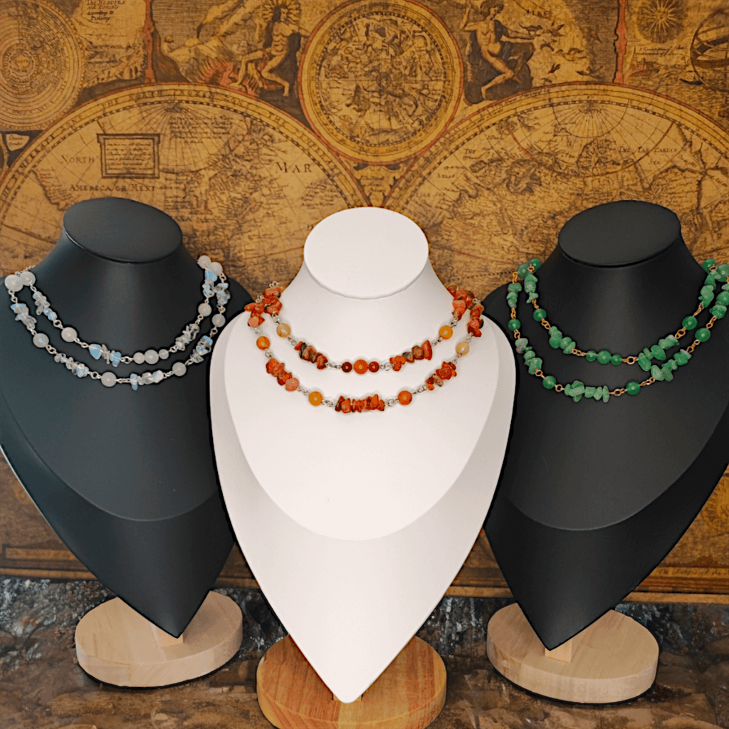 Aphrodite - Collier double en pierres et acier inoxydable (Plusieurs créations uniques) - L'Atelier de Tabatha