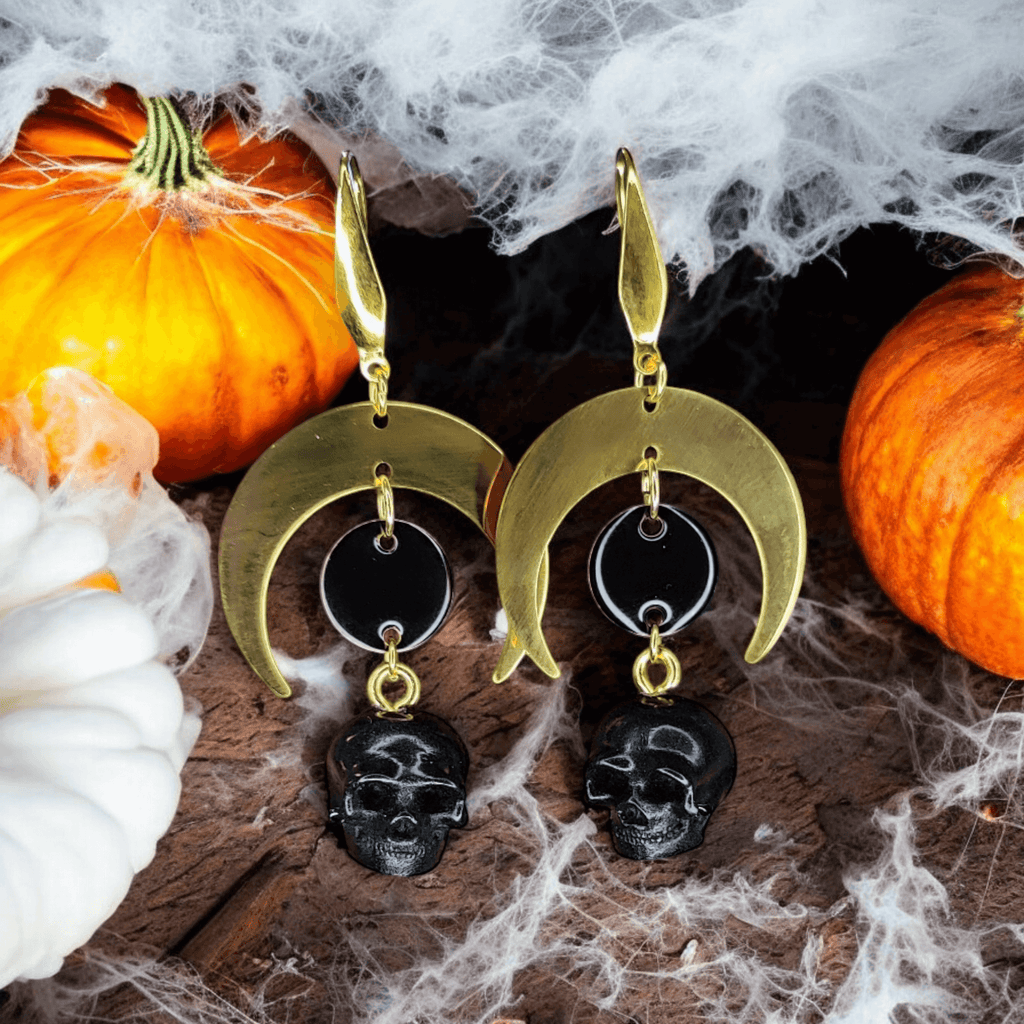 Memento - Boucles d'oreilles - Acier (doré) et crânes en résine (Plusieurs modèles) - L'Atelier de Tabatha