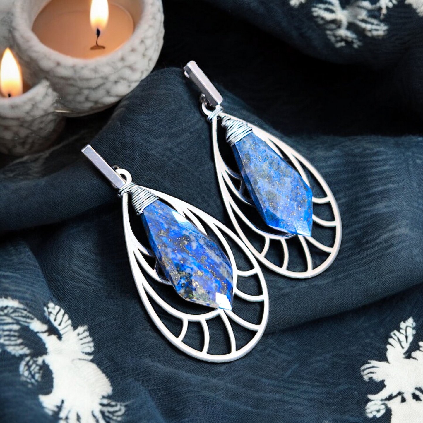 Elvira - Boucles d'oreilles - Lapis lazuli - Création unique  Boucles d'oreilles