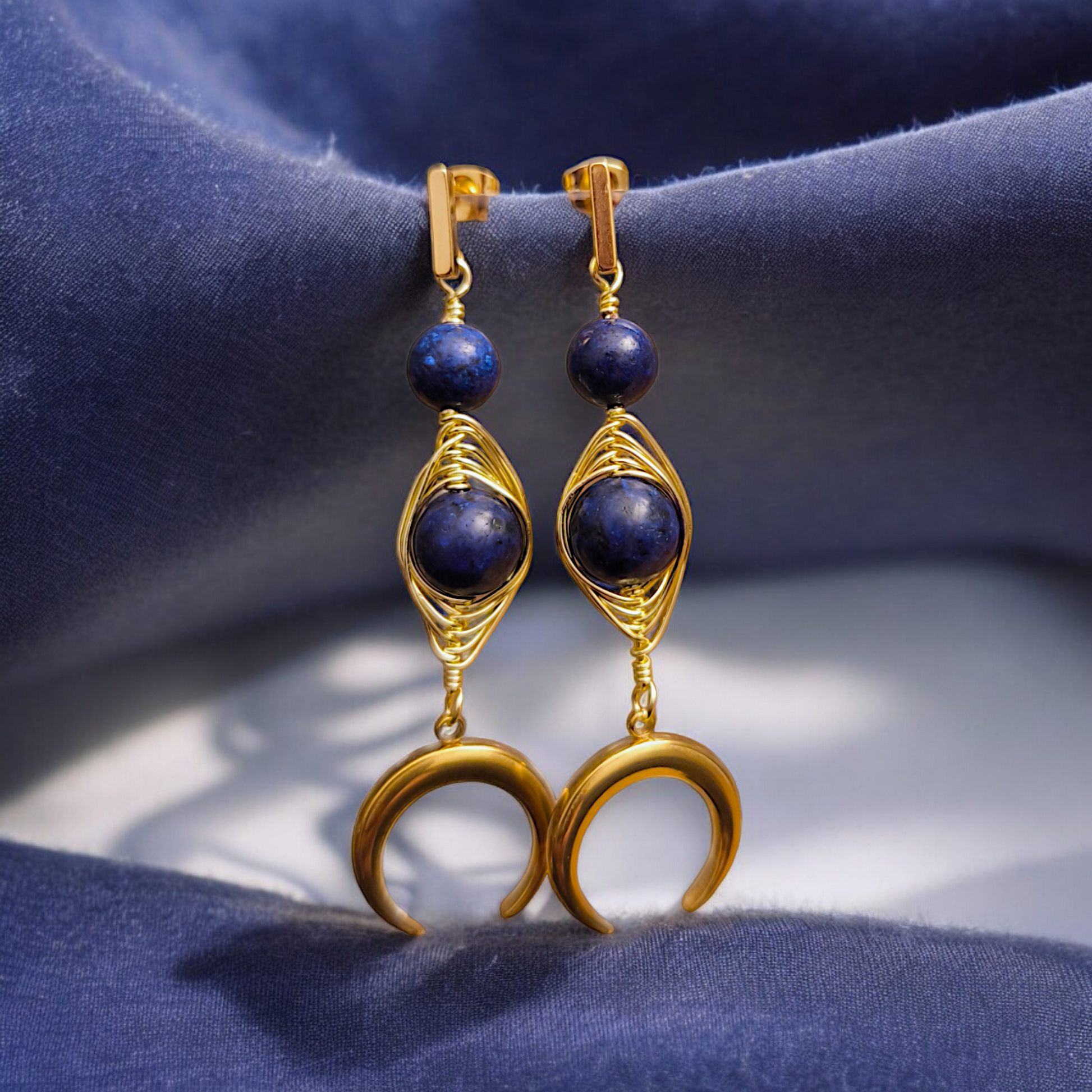 Nahia - Boucles d'oreilles - Lapis lazuli - Création unique  Boucles d'oreilles