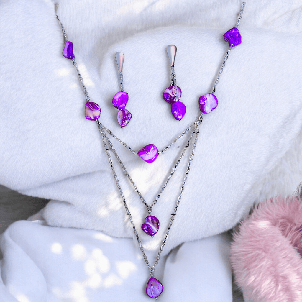 Amarisa - Parure en nacre teintée (unique) - L'Atelier de Tabatha