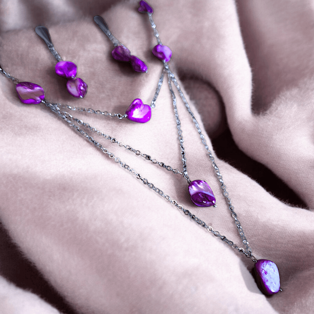 Amarisa - Parure en nacre teintée (unique) - L'Atelier de Tabatha