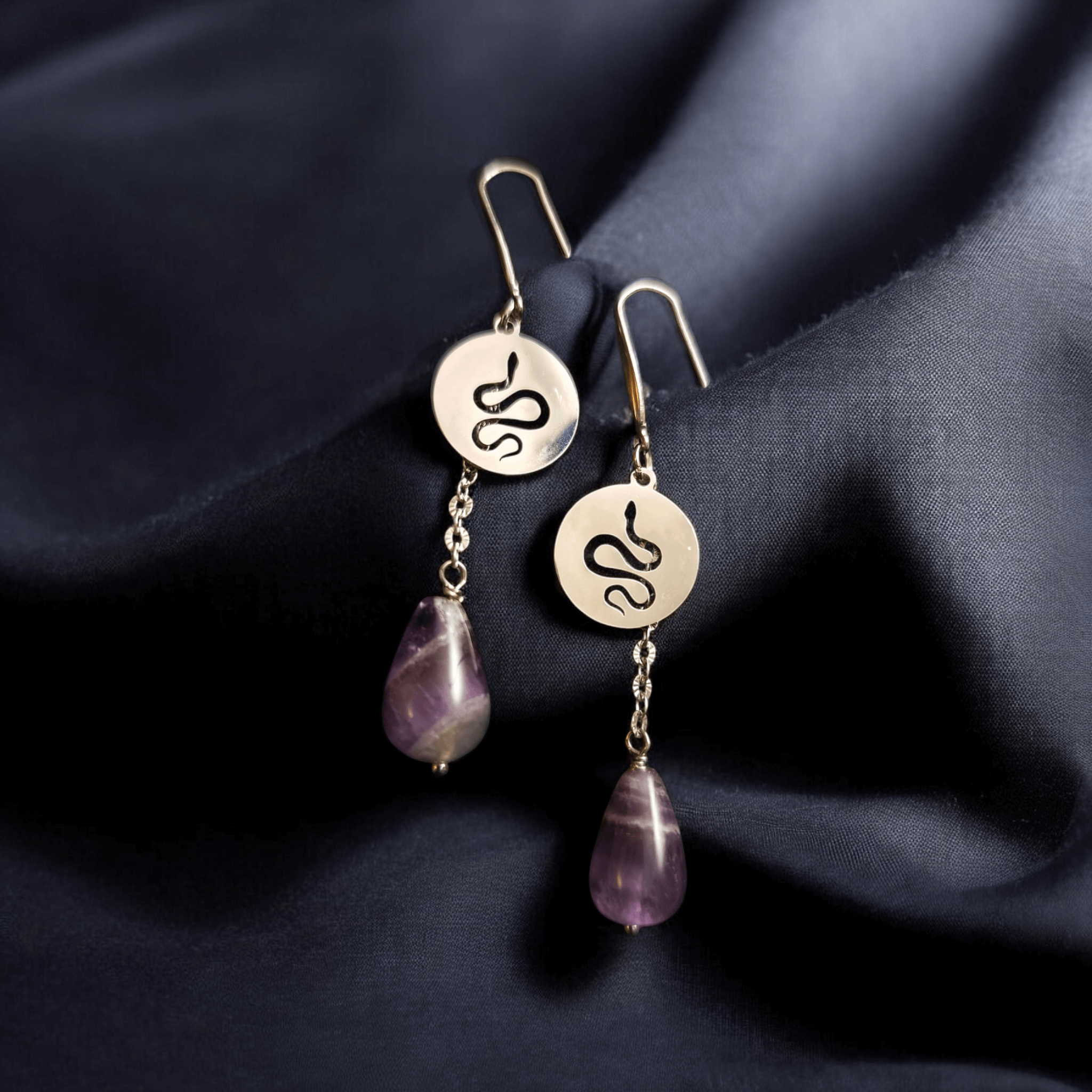 Orphea - Boucles serpent & améthyste (uniques) - L'Atelier de Tabatha