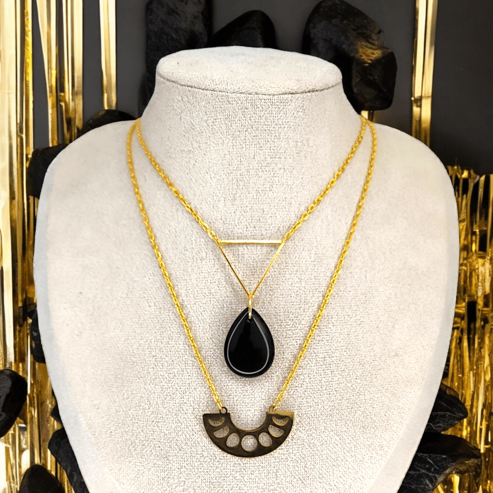 Tezca - Collier - Obsidienne - Création unique - L'Atelier de Tabatha