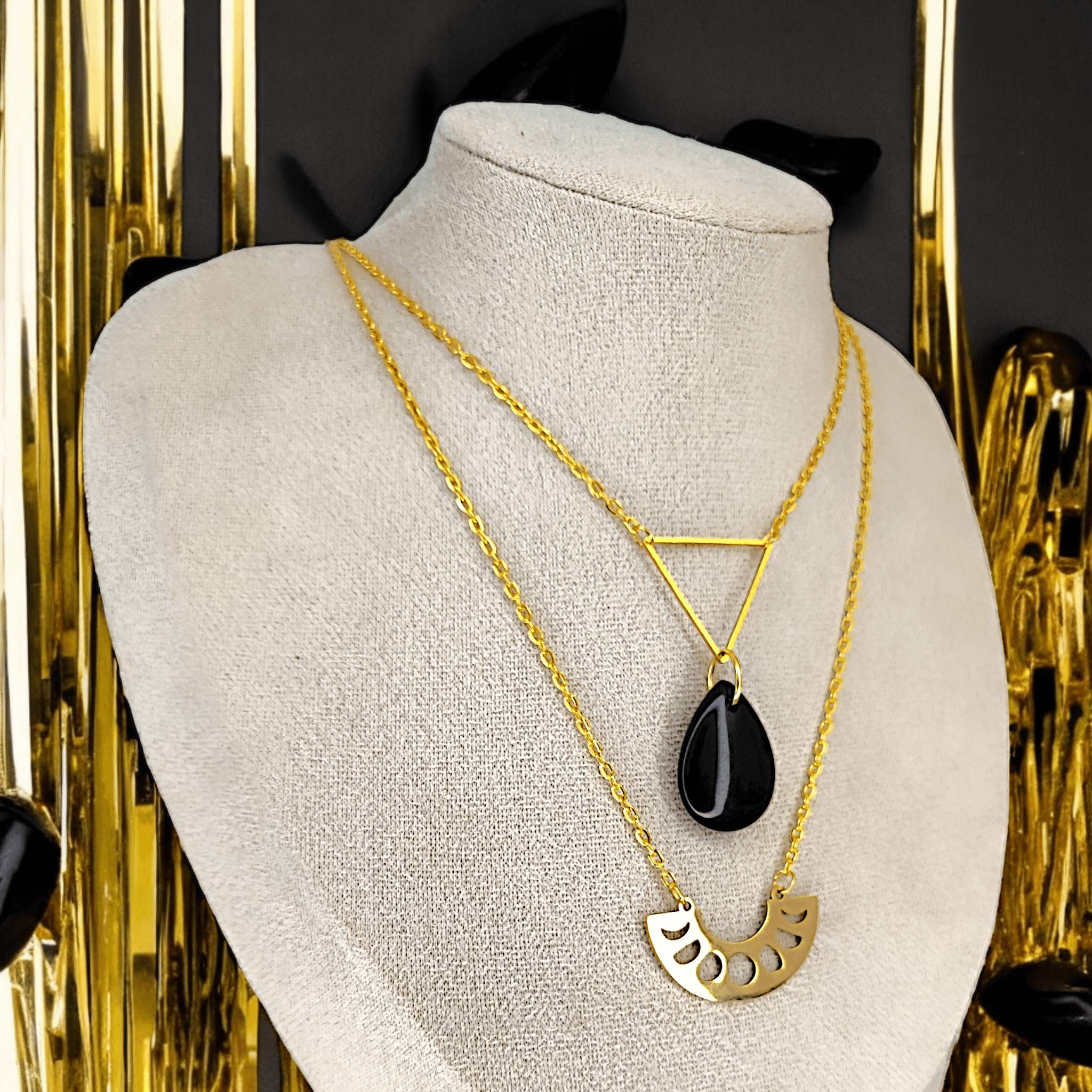 Tezca - Collier - Obsidienne - Création unique - L'Atelier de Tabatha