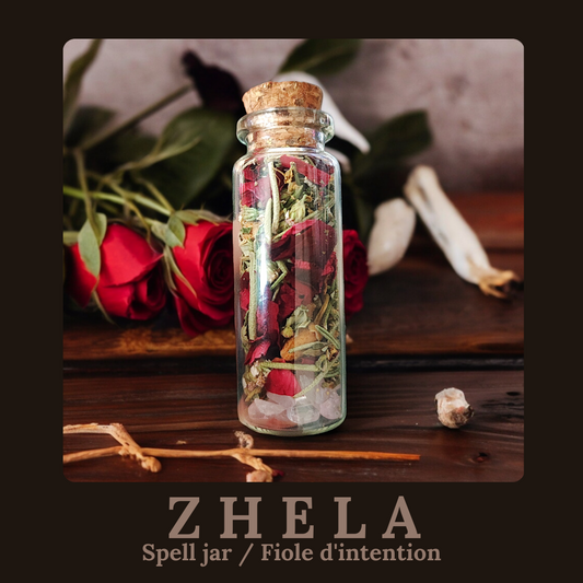 Zhela - Spell jar / Fiole d'intention  Fiole et sachet