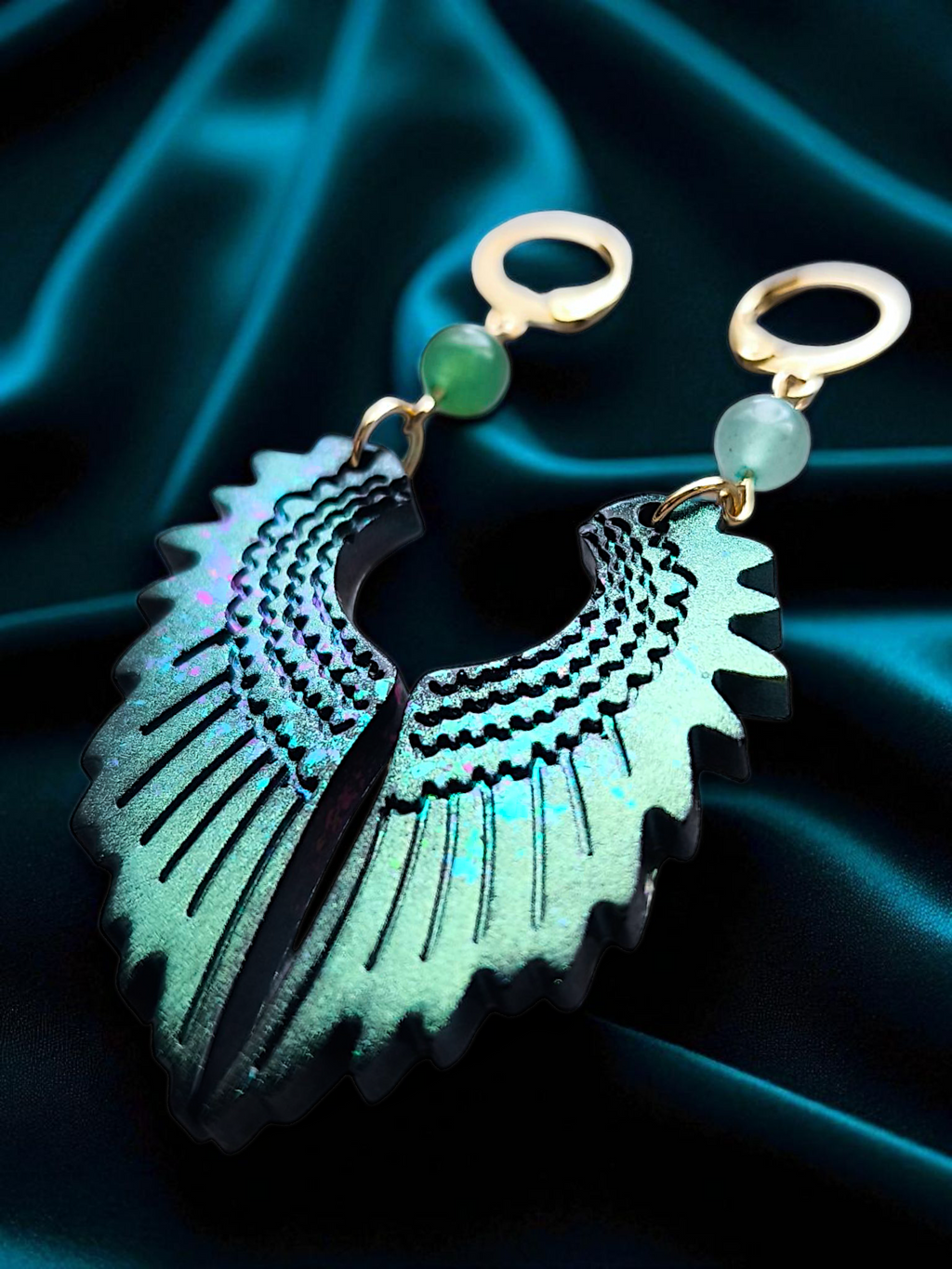 ZELYS - Boucles holographiques et Aventurine (Plusieurs modèles)