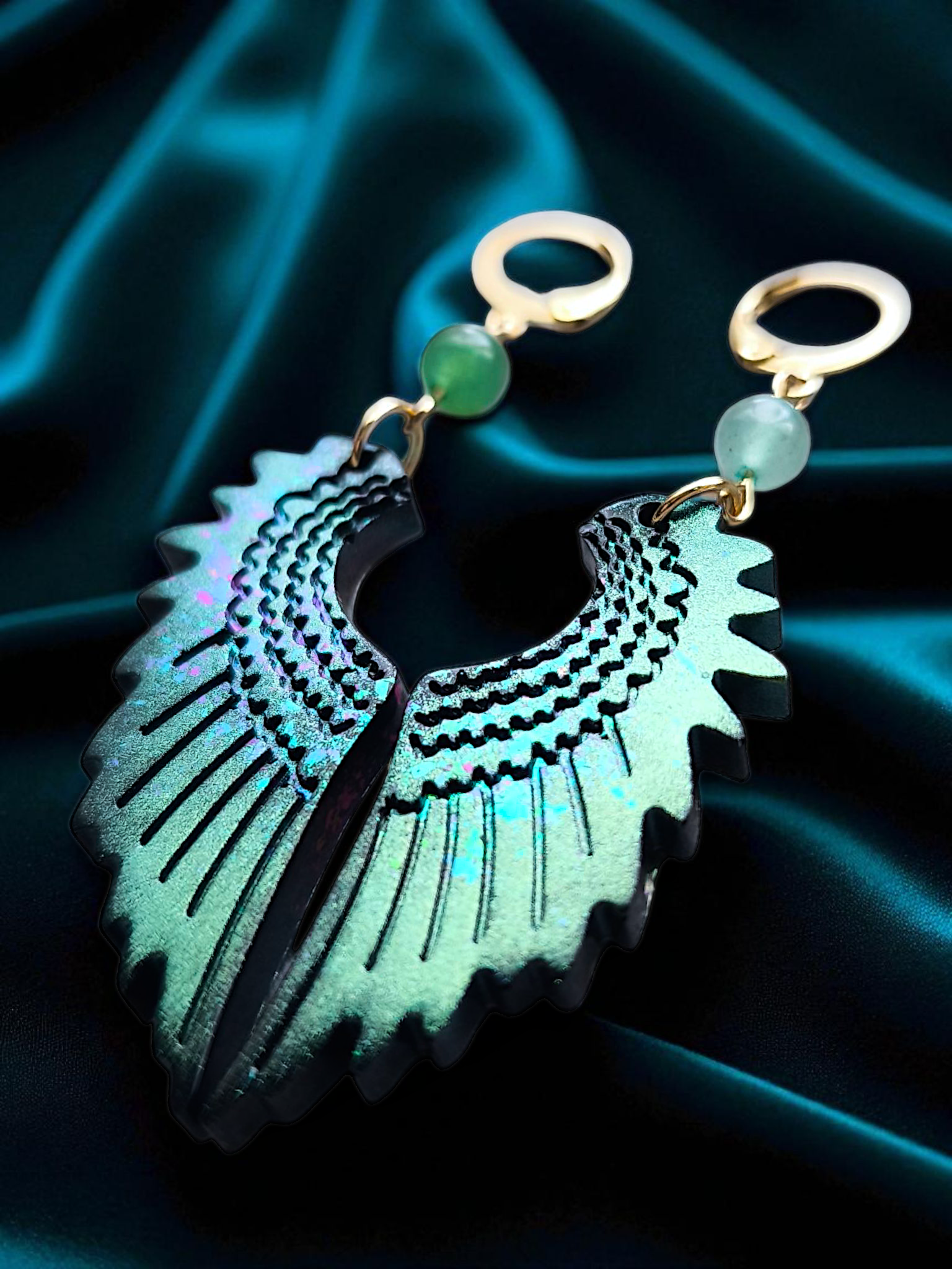 ZELYS - Boucles holographiques et Aventurine (Plusieurs modèles)