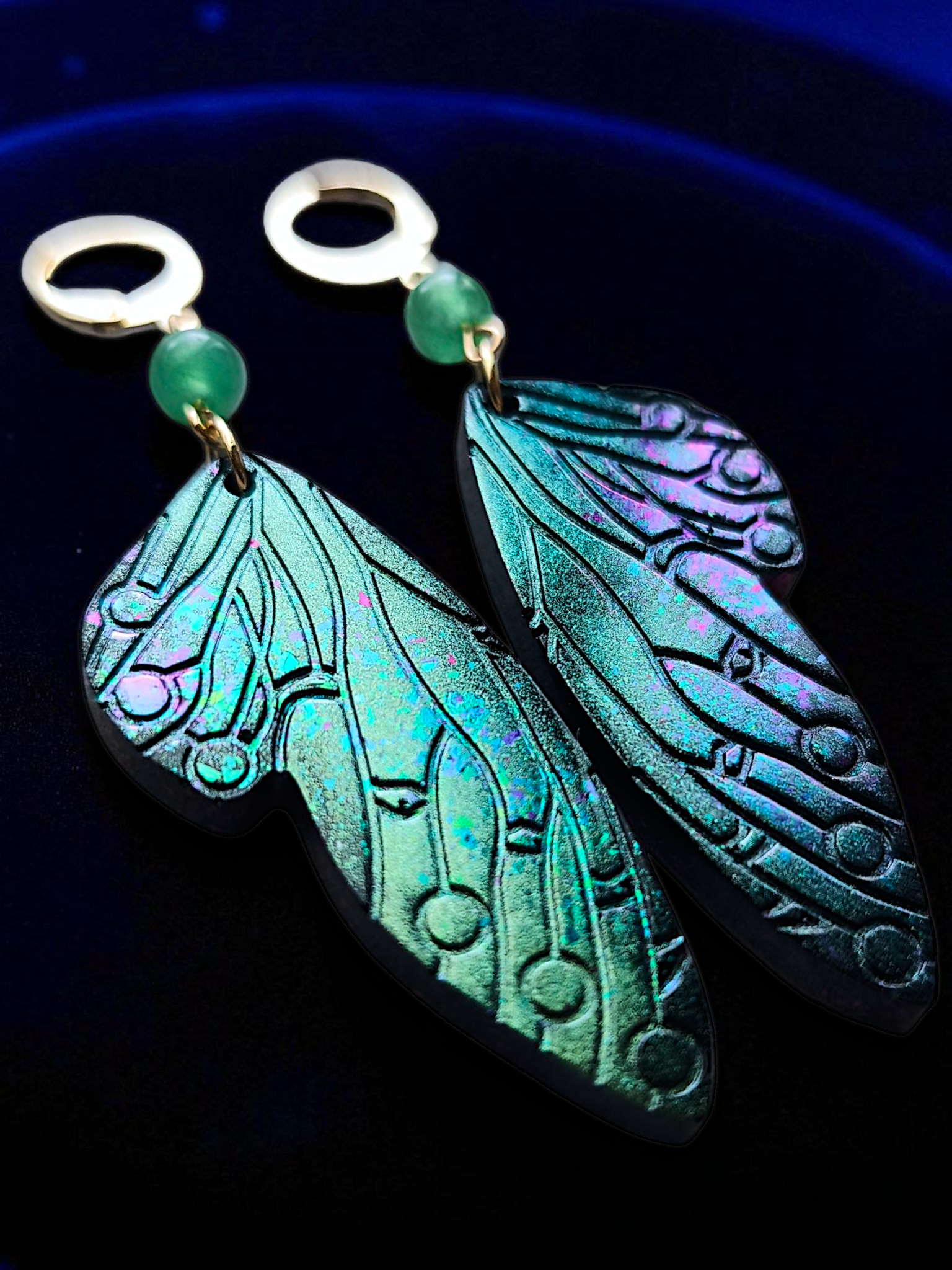 ZELYS - Boucles holographiques et Aventurine (Plusieurs modèles)